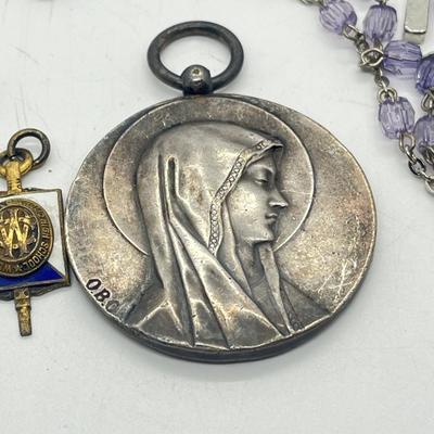 LOT 36: Catholic Religious Lot - Rosaries (Some Sterling) and More