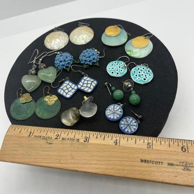 LOT 38: Unique Aqua/Teal/Blue Colored Pierced Earring Collection