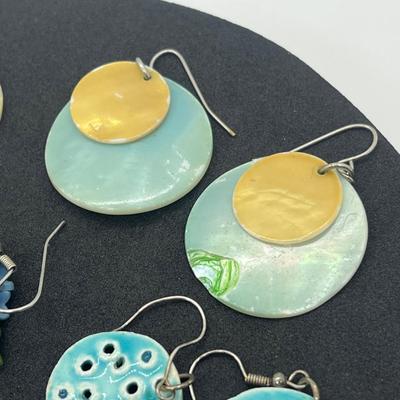 LOT 38: Unique Aqua/Teal/Blue Colored Pierced Earring Collection