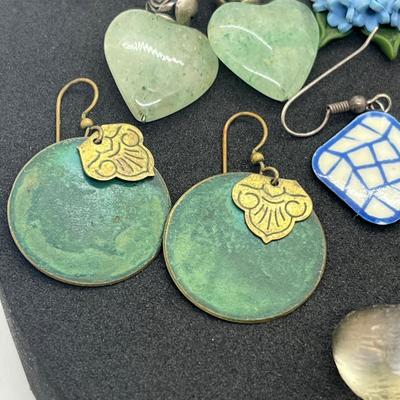 LOT 38: Unique Aqua/Teal/Blue Colored Pierced Earring Collection