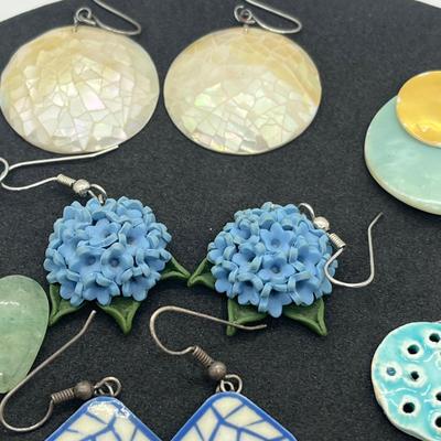 LOT 38: Unique Aqua/Teal/Blue Colored Pierced Earring Collection