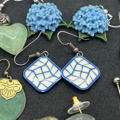 LOT 38: Unique Aqua/Teal/Blue Colored Pierced Earring Collection