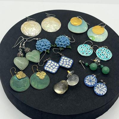 LOT 38: Unique Aqua/Teal/Blue Colored Pierced Earring Collection