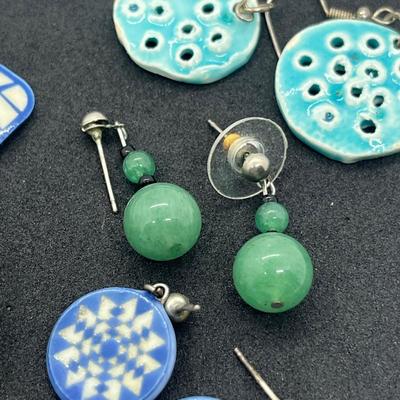 LOT 38: Unique Aqua/Teal/Blue Colored Pierced Earring Collection