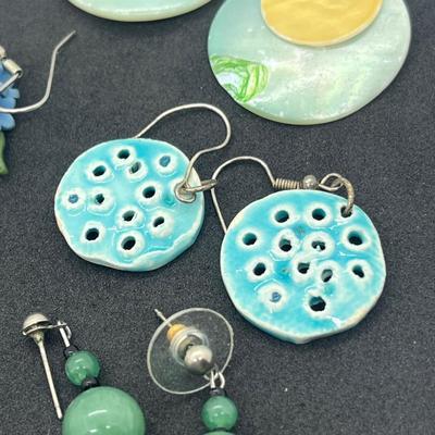 LOT 38: Unique Aqua/Teal/Blue Colored Pierced Earring Collection