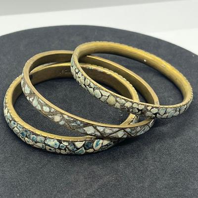 LOT 40: Mosaic Inlaid Bangle Bracelets