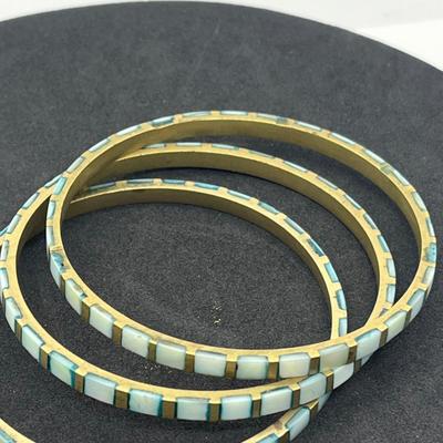 LOT 40: Mosaic Inlaid Bangle Bracelets