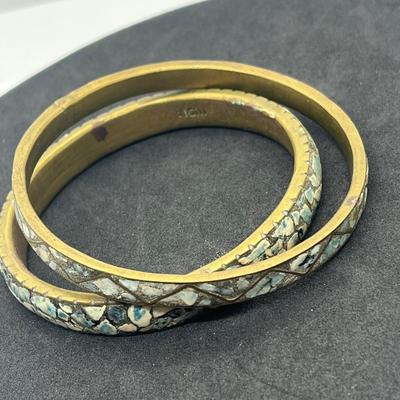 LOT 40: Mosaic Inlaid Bangle Bracelets