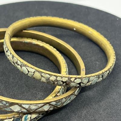 LOT 40: Mosaic Inlaid Bangle Bracelets