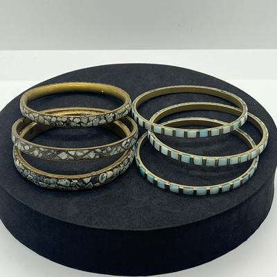 LOT 40: Mosaic Inlaid Bangle Bracelets