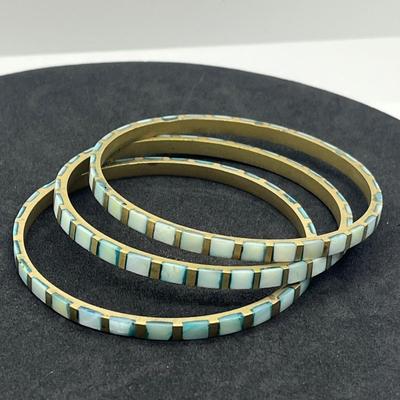 LOT 40: Mosaic Inlaid Bangle Bracelets