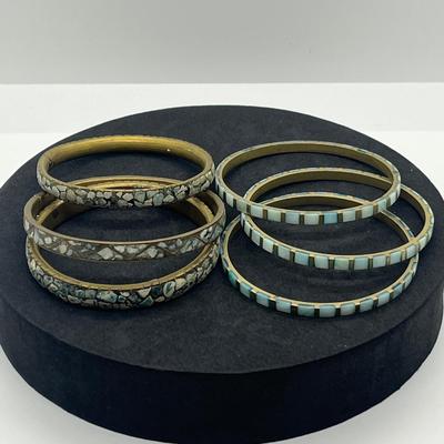 LOT 40: Mosaic Inlaid Bangle Bracelets