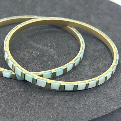LOT 40: Mosaic Inlaid Bangle Bracelets