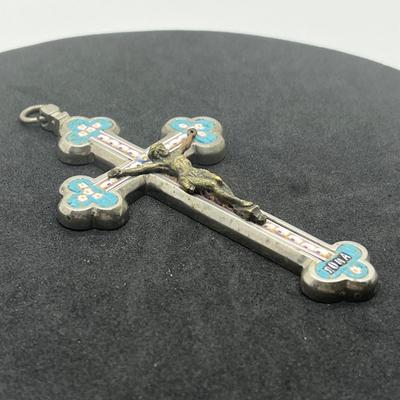 LOT 43: Antique Micro-Mosaic Crucifix Cross Pendant