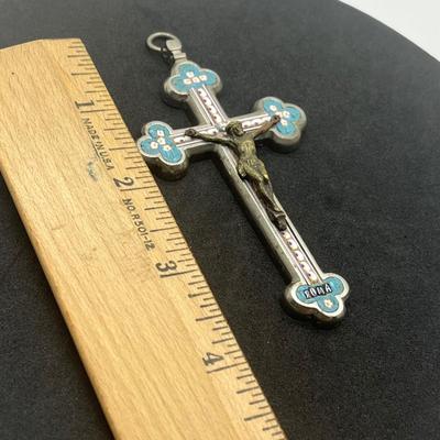 LOT 43: Antique Micro-Mosaic Crucifix Cross Pendant