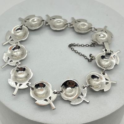 LOT 48: Sterling Silver Matching Jewelry Set: 17" Necklace, 7.5" Bracelet and Screwback Earrings - 52.1 Grams