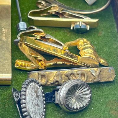 LOT 56: Men's Jewelry Lot Including Sterling Tie Clip (4.6 Grams) and 10K Pin (2.3 Grams)