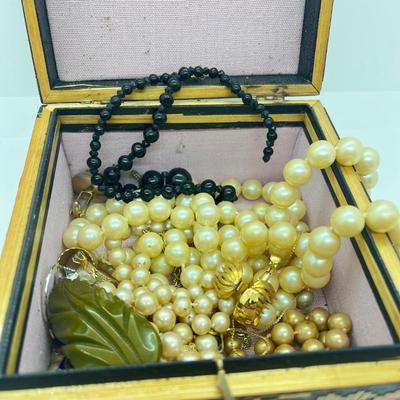 LOT 57: Craft Lot with Wooden Trinket Box