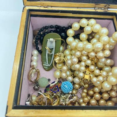 LOT 57: Craft Lot with Wooden Trinket Box