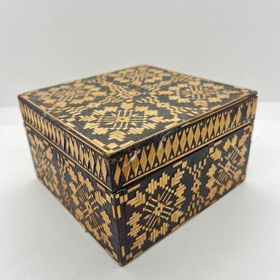 LOT 57: Craft Lot with Wooden Trinket Box