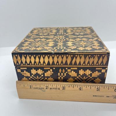 LOT 57: Craft Lot with Wooden Trinket Box