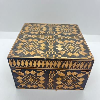 LOT 57: Craft Lot with Wooden Trinket Box