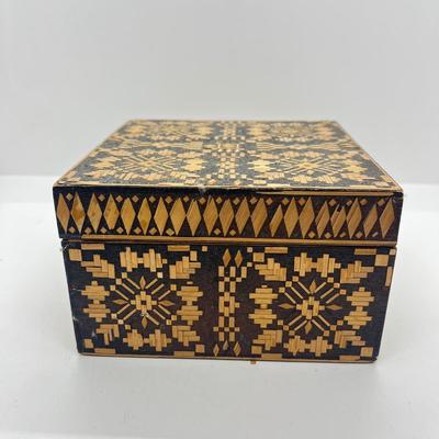 LOT 57: Craft Lot with Wooden Trinket Box