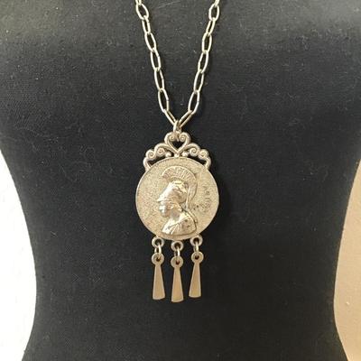 Vintage large Greek coin, statement, necklace