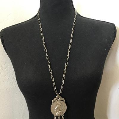 Vintage large Greek coin, statement, necklace