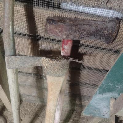 Maul, Pick Axe and Hay Fork