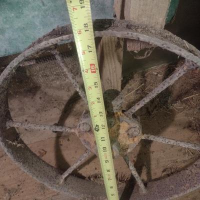 Vintage Metal Wheelbarrow Wheel and Pulley with Hook
