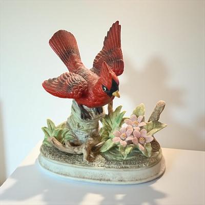 Sale Photo Thumbnail #198: Porcelain Cardinal Statue  By Royal Crown Japan  Pedal Missing See Photo