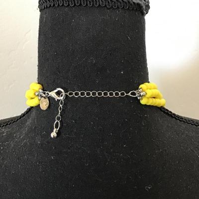Claires, lemon, yellow bead, statement, necklace, silver toned