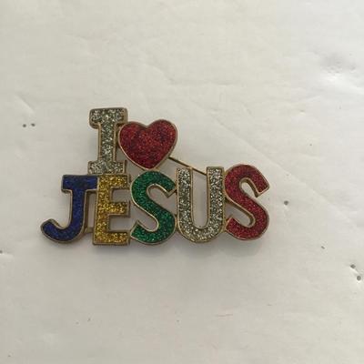 Sale Photo Thumbnail #153: I love Jesus brooch please see attached photos