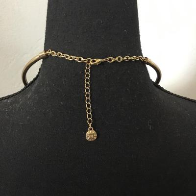 Monet Gold tone collar necklace with circular pendant