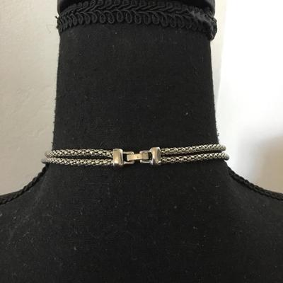 Very nice silver tone, cable, chain and braided leather, gold and silver tone, pendant , necklace