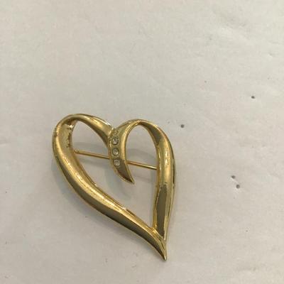 Sale Photo Thumbnail #189: Goldtone heart brooch. Please see attached photos.