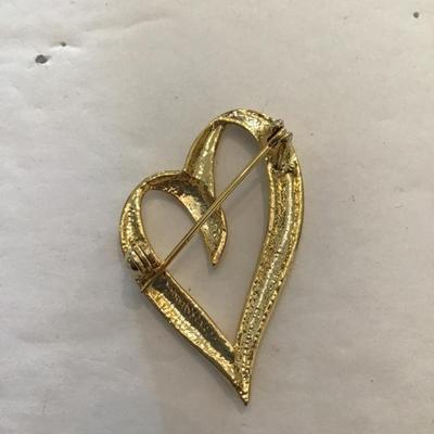Sale Photo Thumbnail #191: Goldtone heart brooch. Please see attached photos.