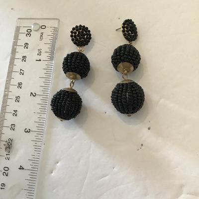Sale Photo Thumbnail #205: Beautiful vintage, black beaded earrings. Please see attached photos.