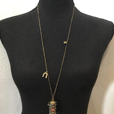 By, Jewelmint brass cylinder, pendant, multicolored rhinestone