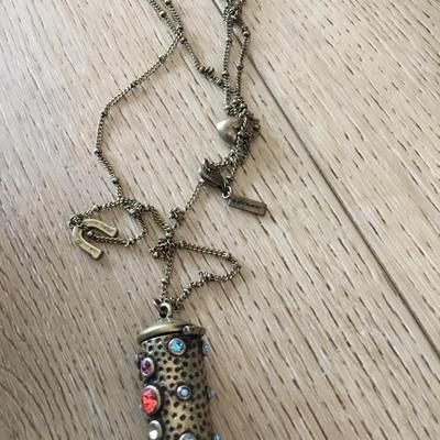 By, Jewelmint brass cylinder, pendant, multicolored rhinestone