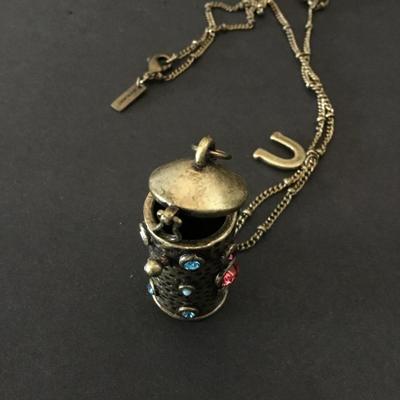 By, Jewelmint brass cylinder, pendant, multicolored rhinestone