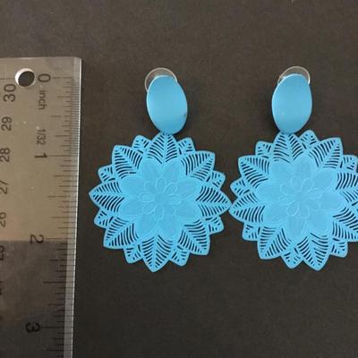 Beautiful, electric blue flower statement earrings