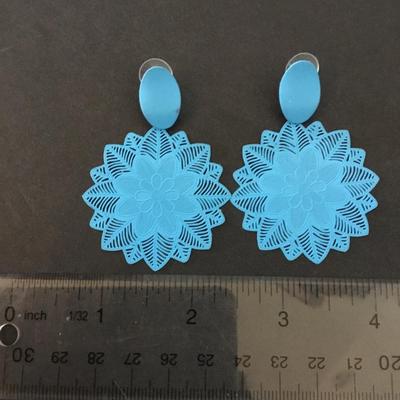 Beautiful, electric blue flower statement earrings