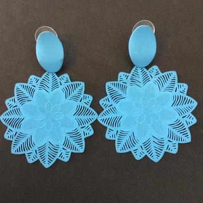 Beautiful, electric blue flower statement earrings