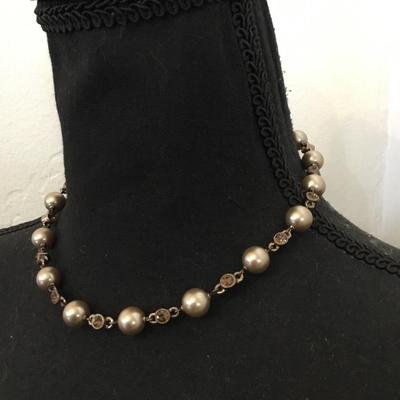 Beautiful vintage Givenchy faux pearl chocolate, crystal rhinestone necklace