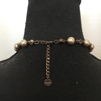 Beautiful vintage Givenchy faux pearl chocolate, crystal rhinestone necklace