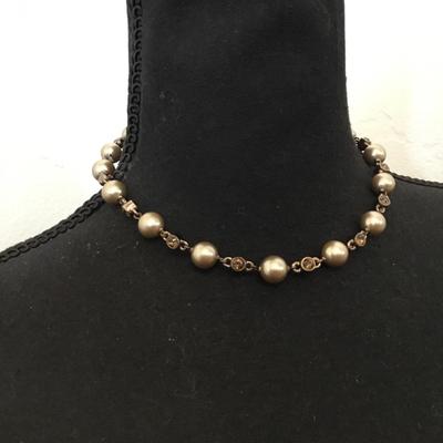 Beautiful vintage Givenchy faux pearl chocolate, crystal rhinestone necklace