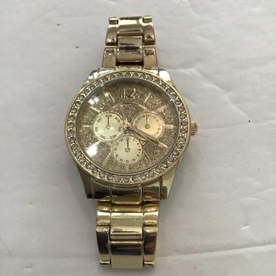 Sale Photo Thumbnail #228: Gold tone, women’s fashion statement watch needs a new battery untested