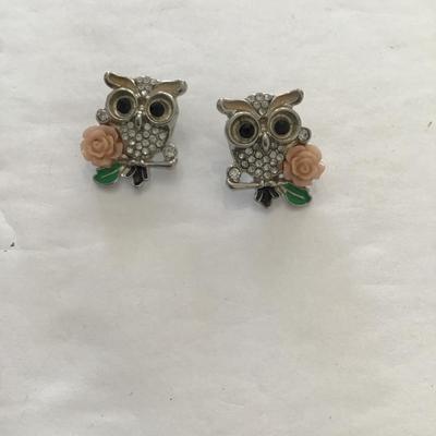 Sale Photo Thumbnail #235: Vintage owl, fashion, earrings. Please see attached photos.